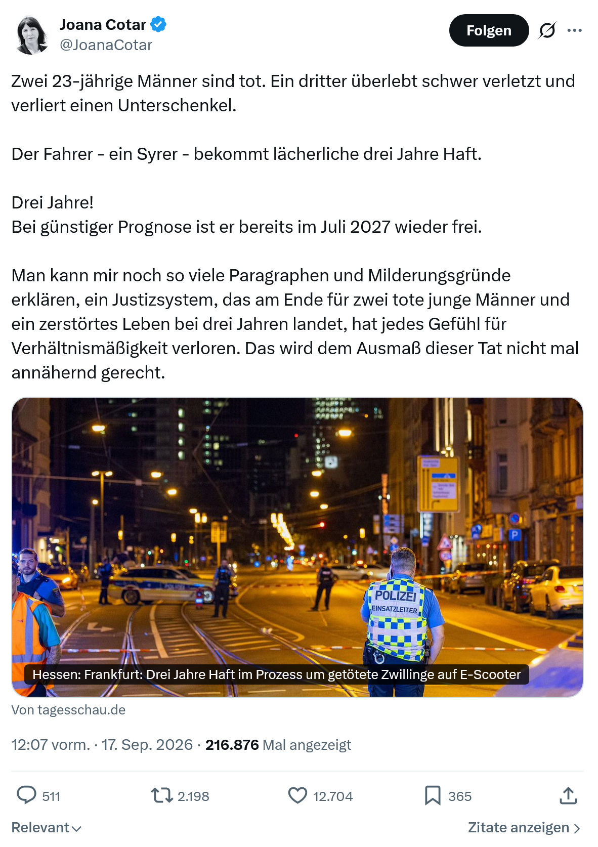 Joana Cotar: Zwei 23-jährige Männer...