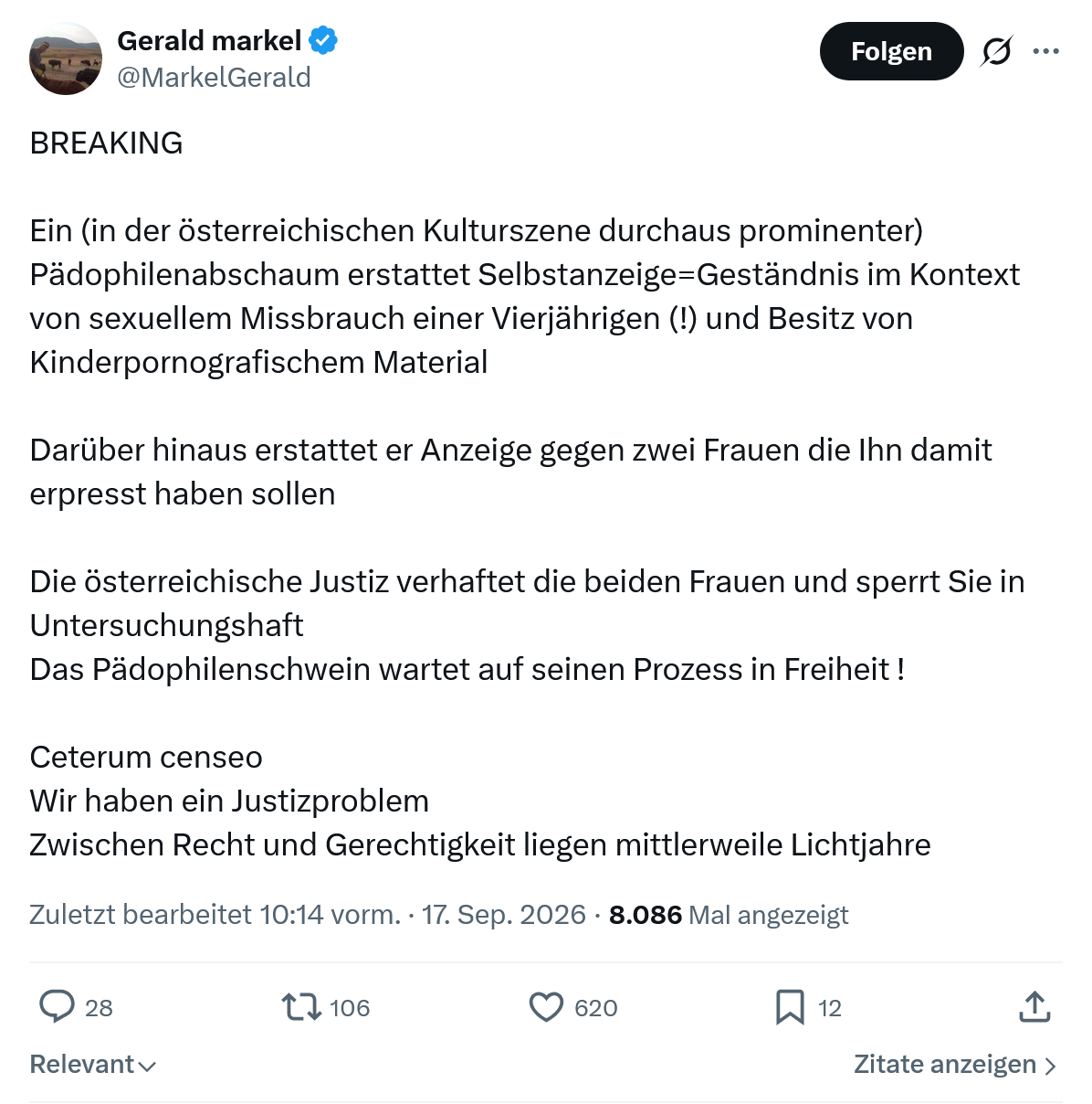 Gerald Markel: BREAKING...