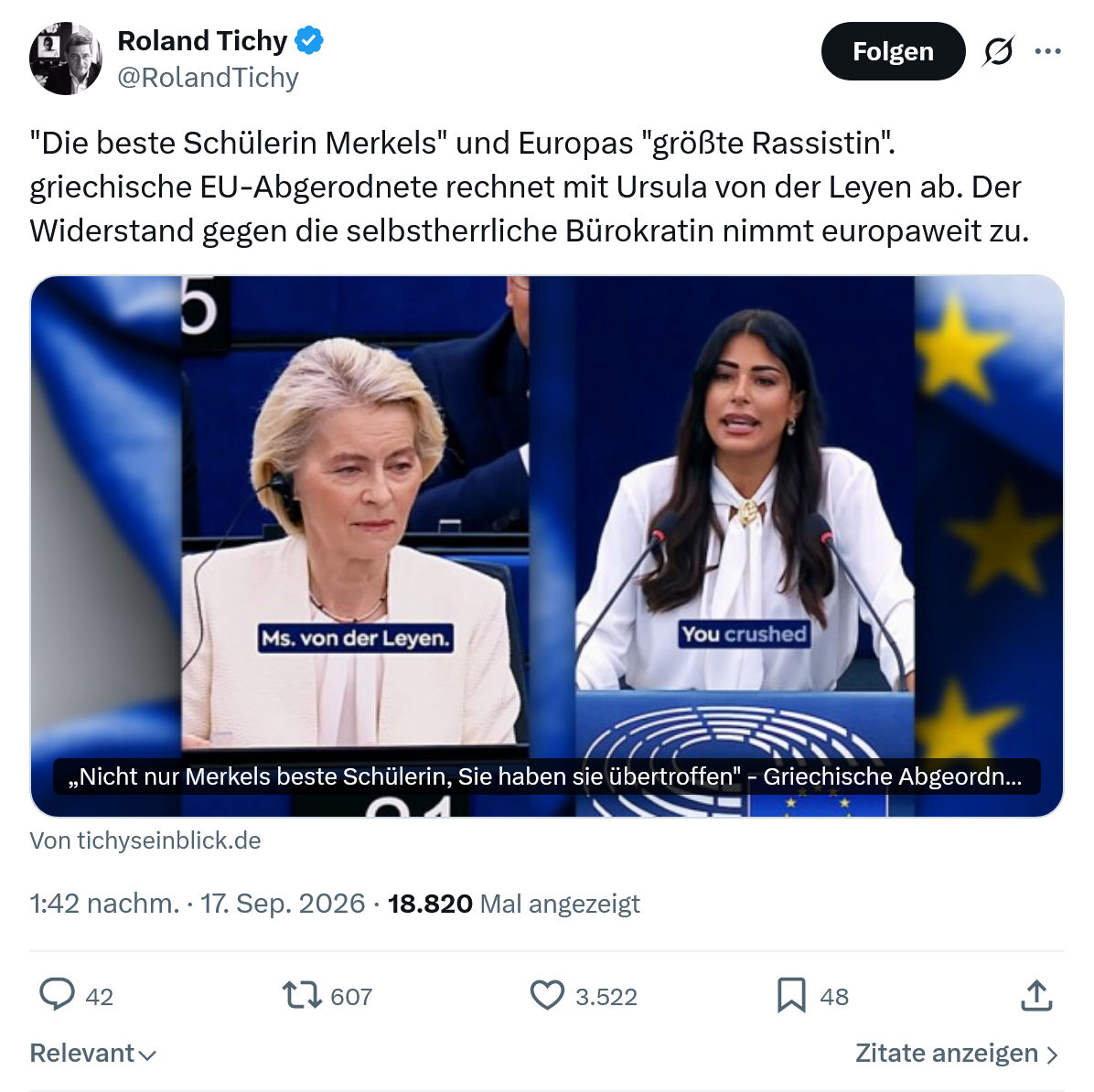Roland Tichy: "Die beste Schülerin Merkels"...