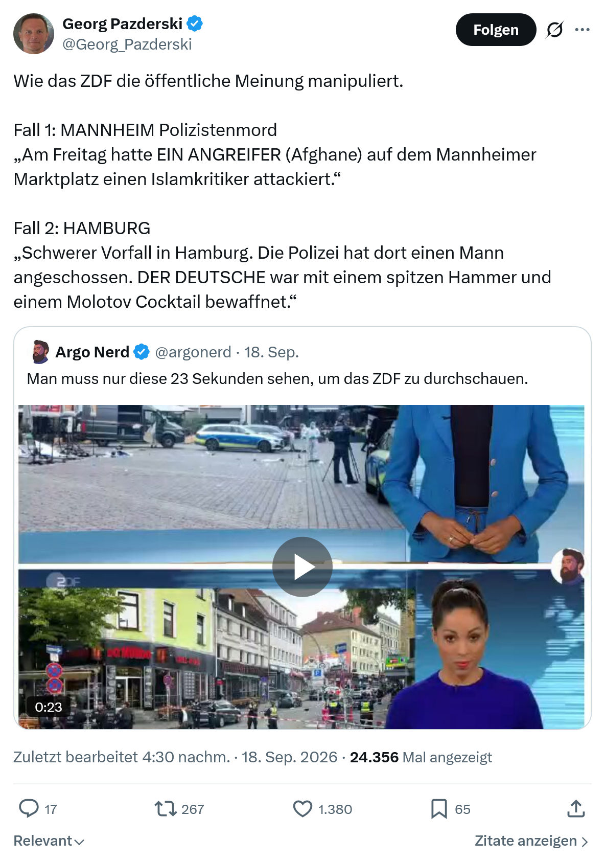 Georg Pazderski: Wie das ZDF die öffentliche...
