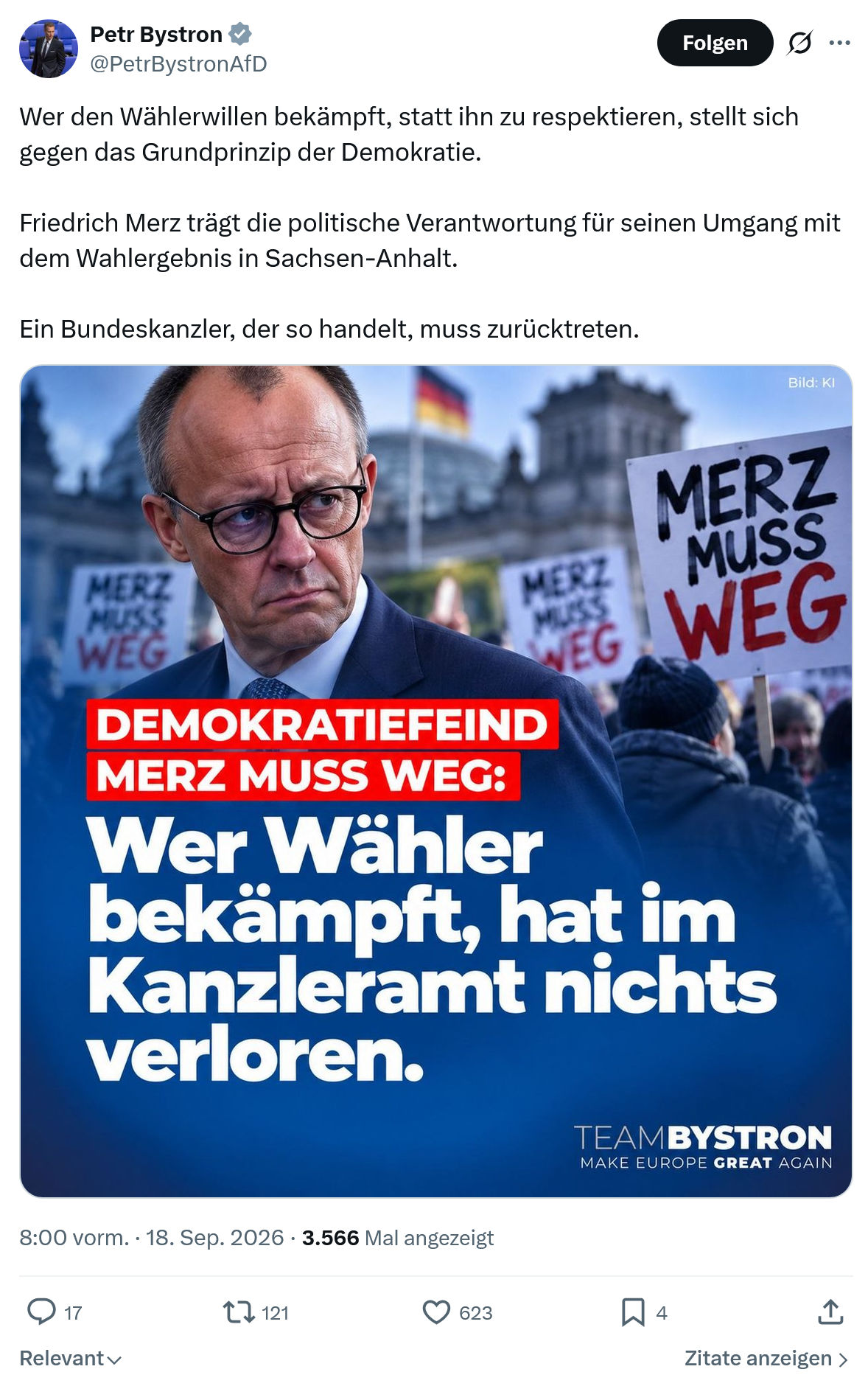 Petr Bystron: Wer den Wählerwillen bekämpft...