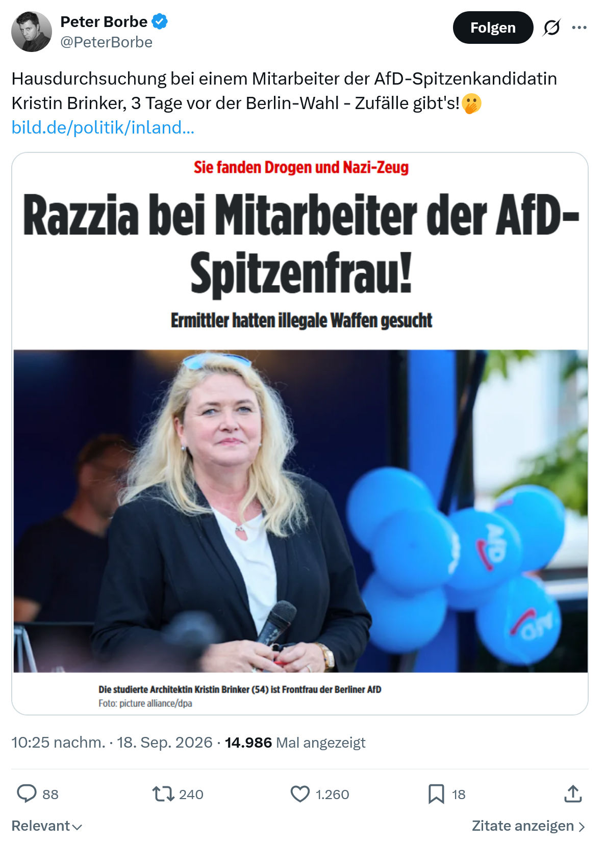Peter Borbe: Hausdurchsuchung bei einem...