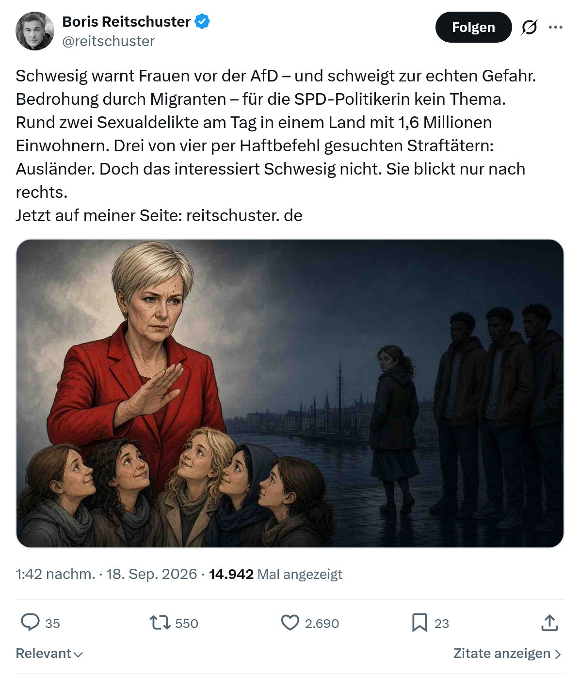 Boris Reitschuster: Schwesig warnt Frauen vor der AfD...
