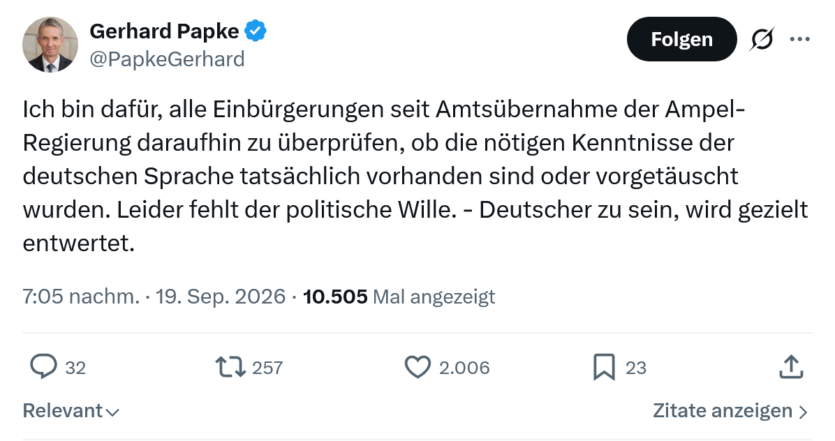 Gerhard Papke: Ich bin dafür...