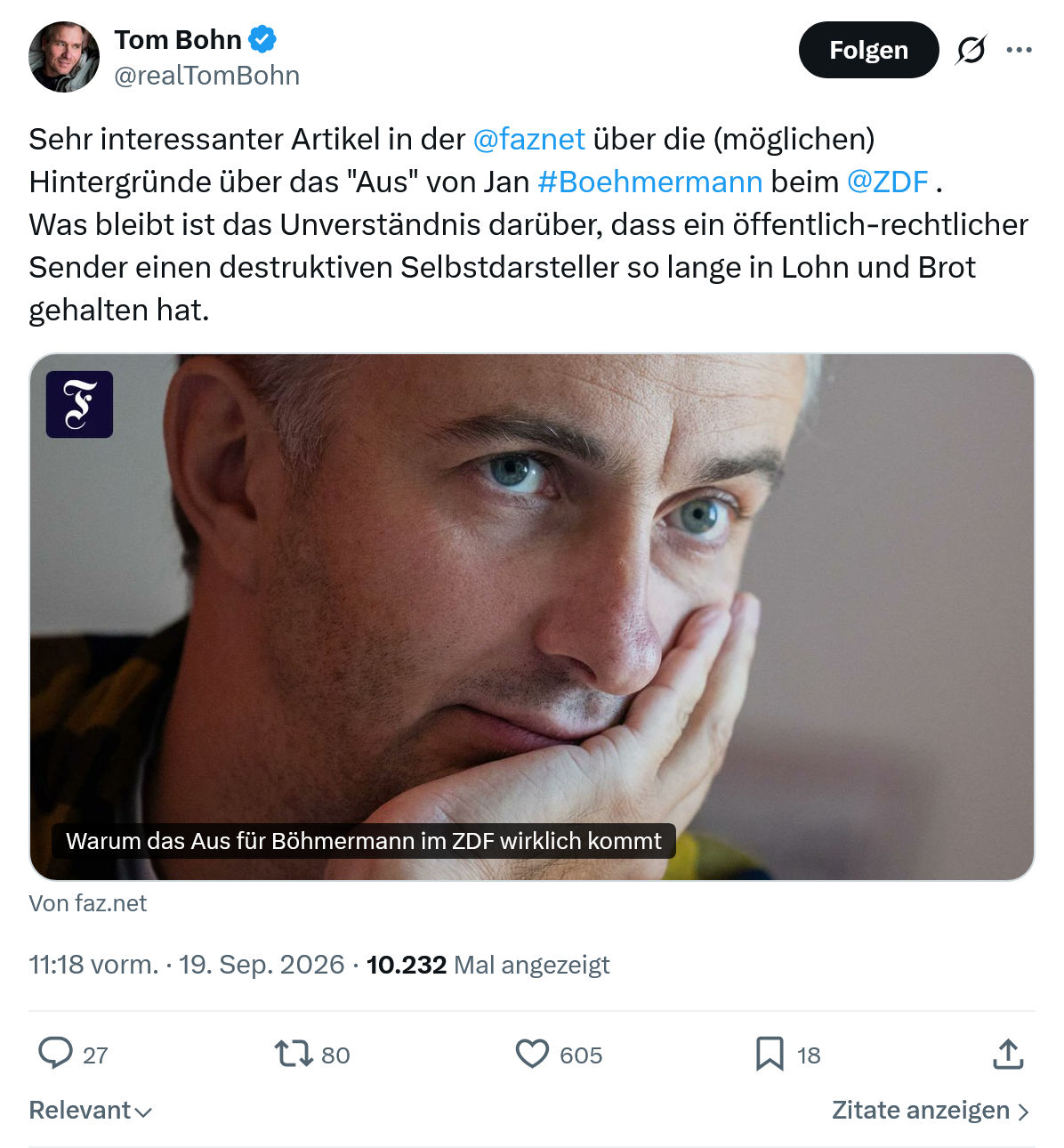 Tom Bohn: Sehr interessanter Artikel...