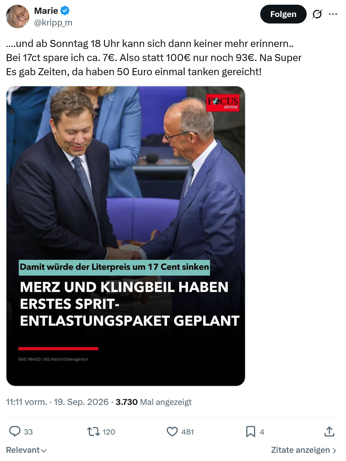 Marie kripp: und ab Sonntag 18 Uhr...