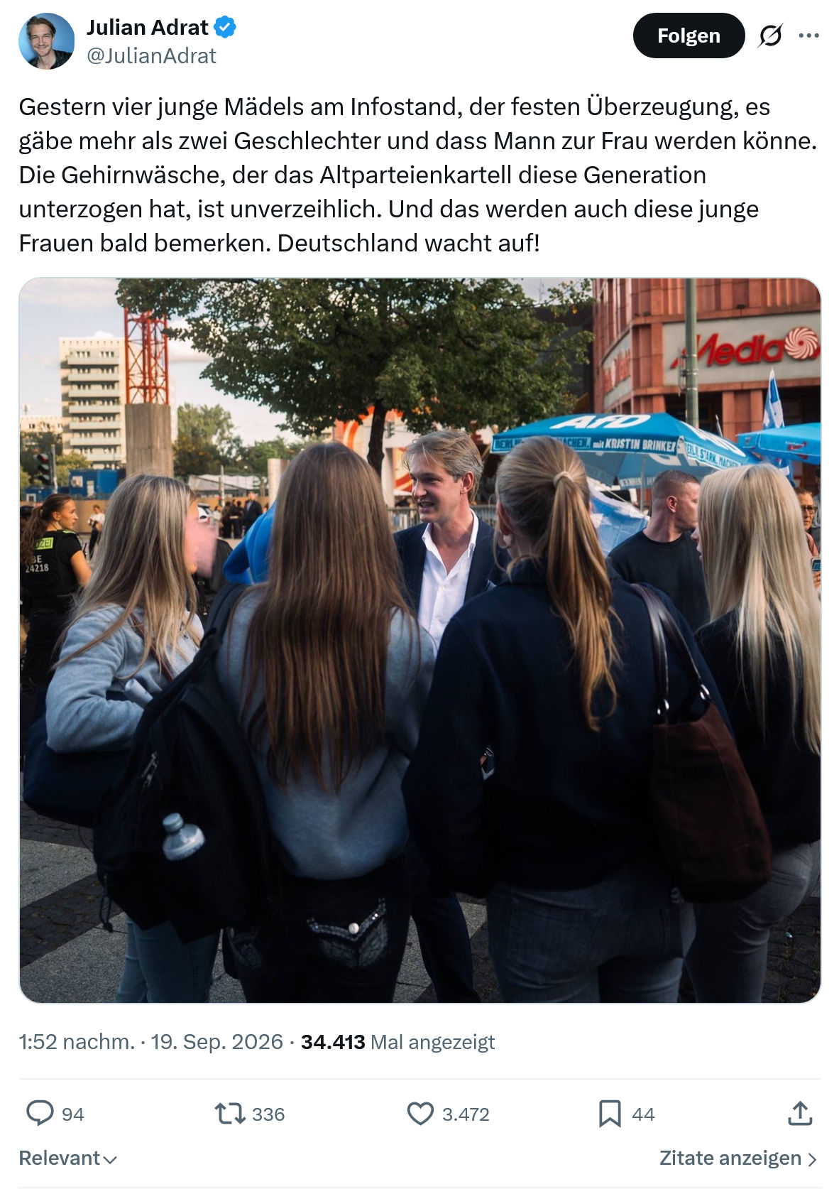 Julian Adrat: Gestern vier junge Mädels...