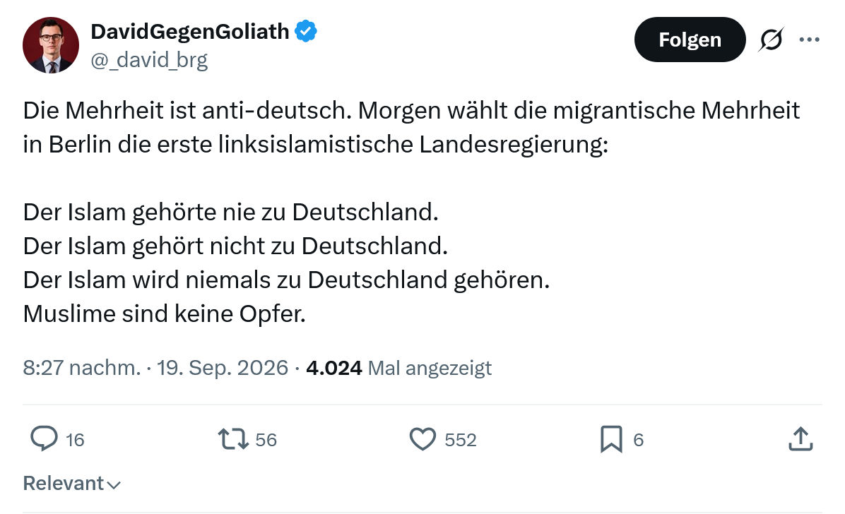 David Gegen Goliath: Die Mehrheit ist anti-deutsch...
