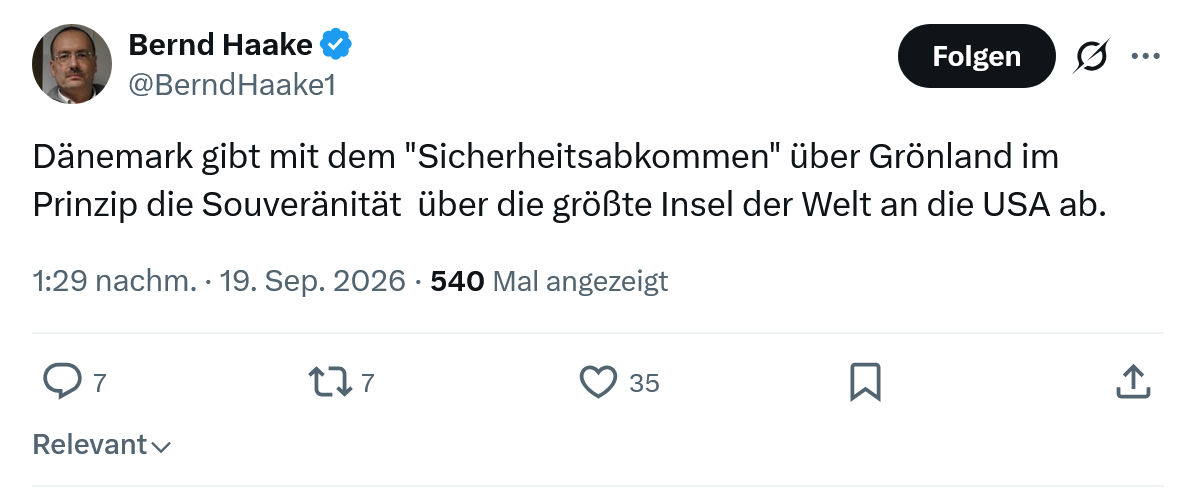 Bernd Haake: Dänemark gibt mit dem...