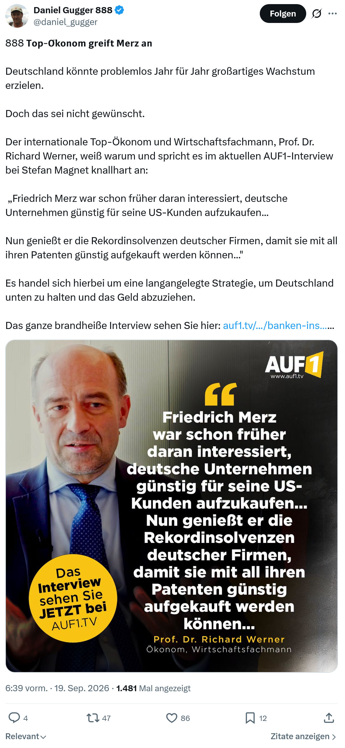 Daniel Gugger: Top-okonom greift merz an...