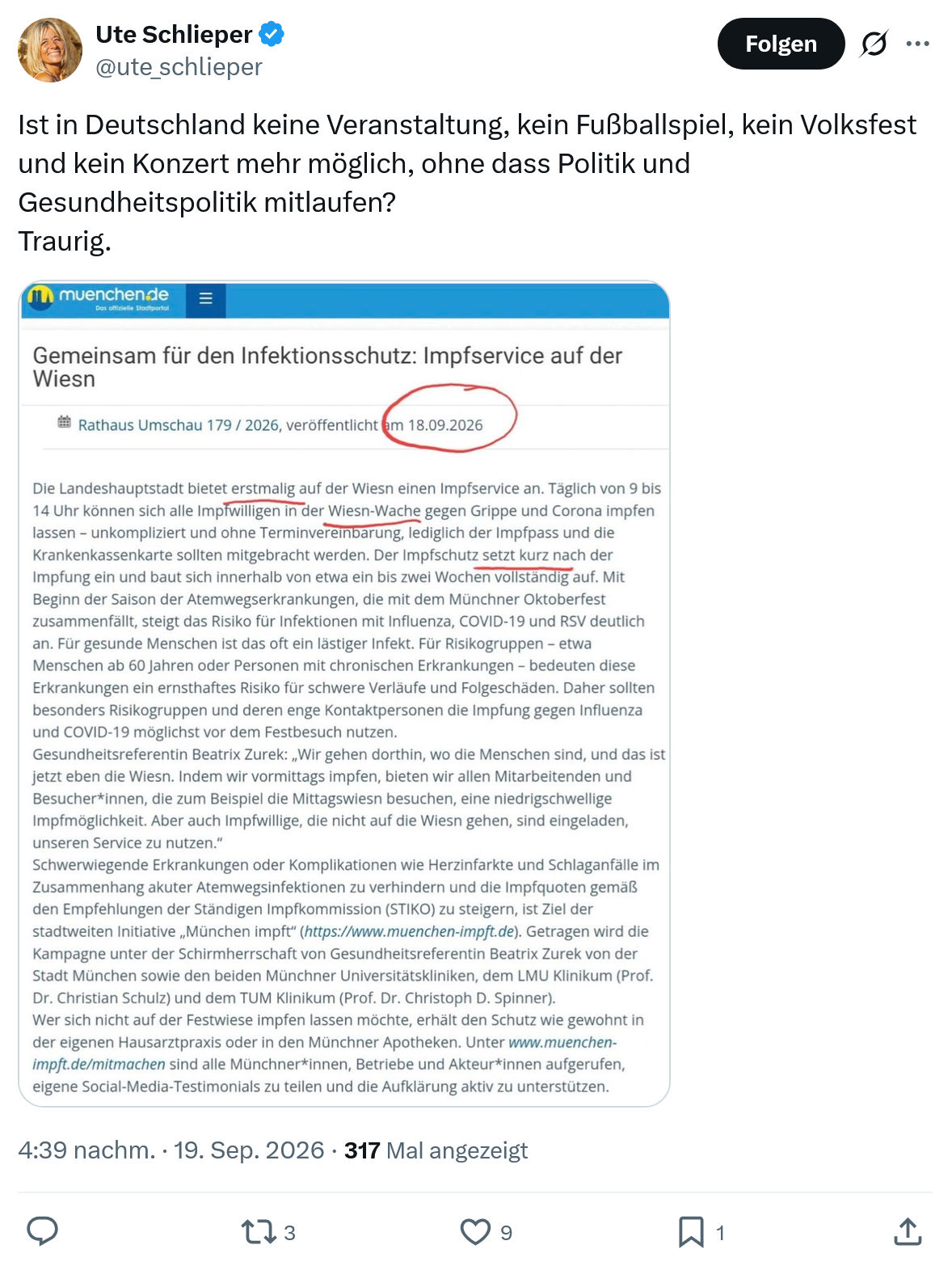 Ute Schlieper: Ist in Deutschland keine Veranstaltung...