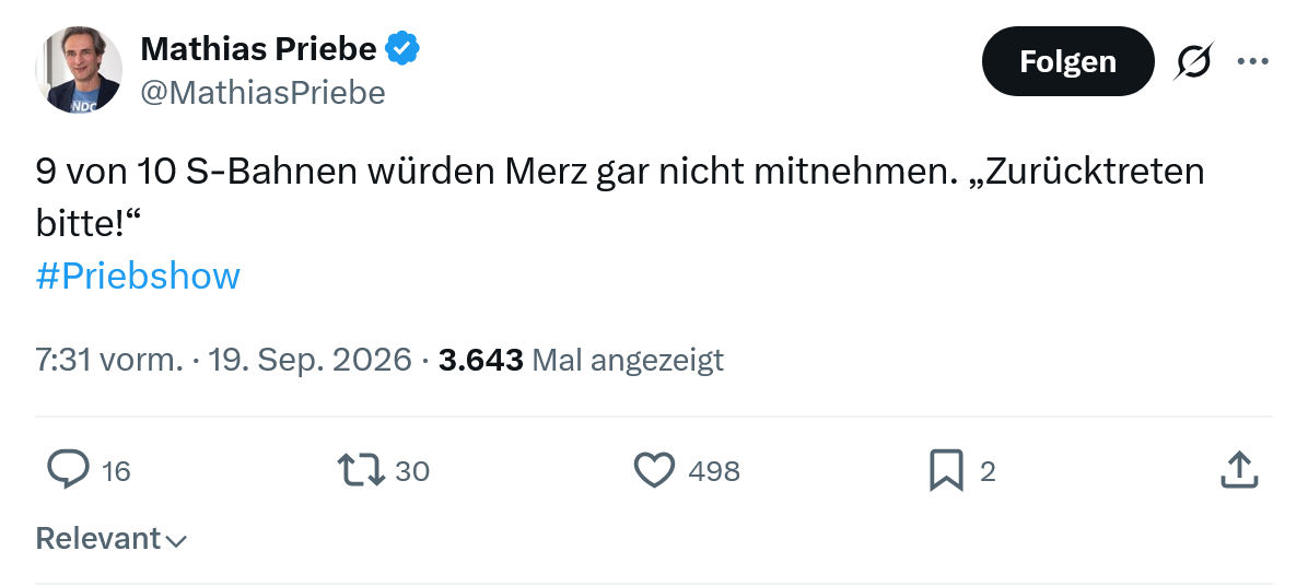 Mathias Priebe: 9 von 10 S-Bahnen würden...