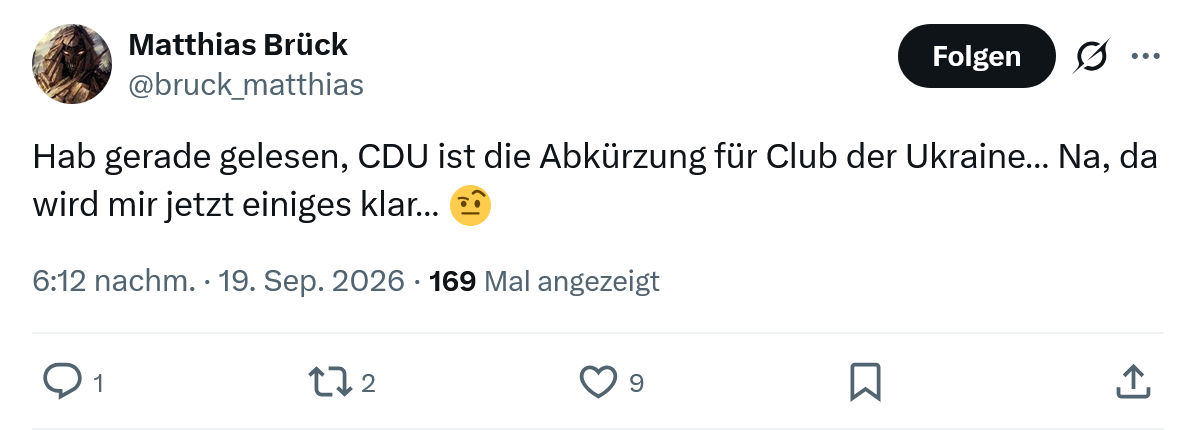 Matthias Brück: Hab gerade gelesen...