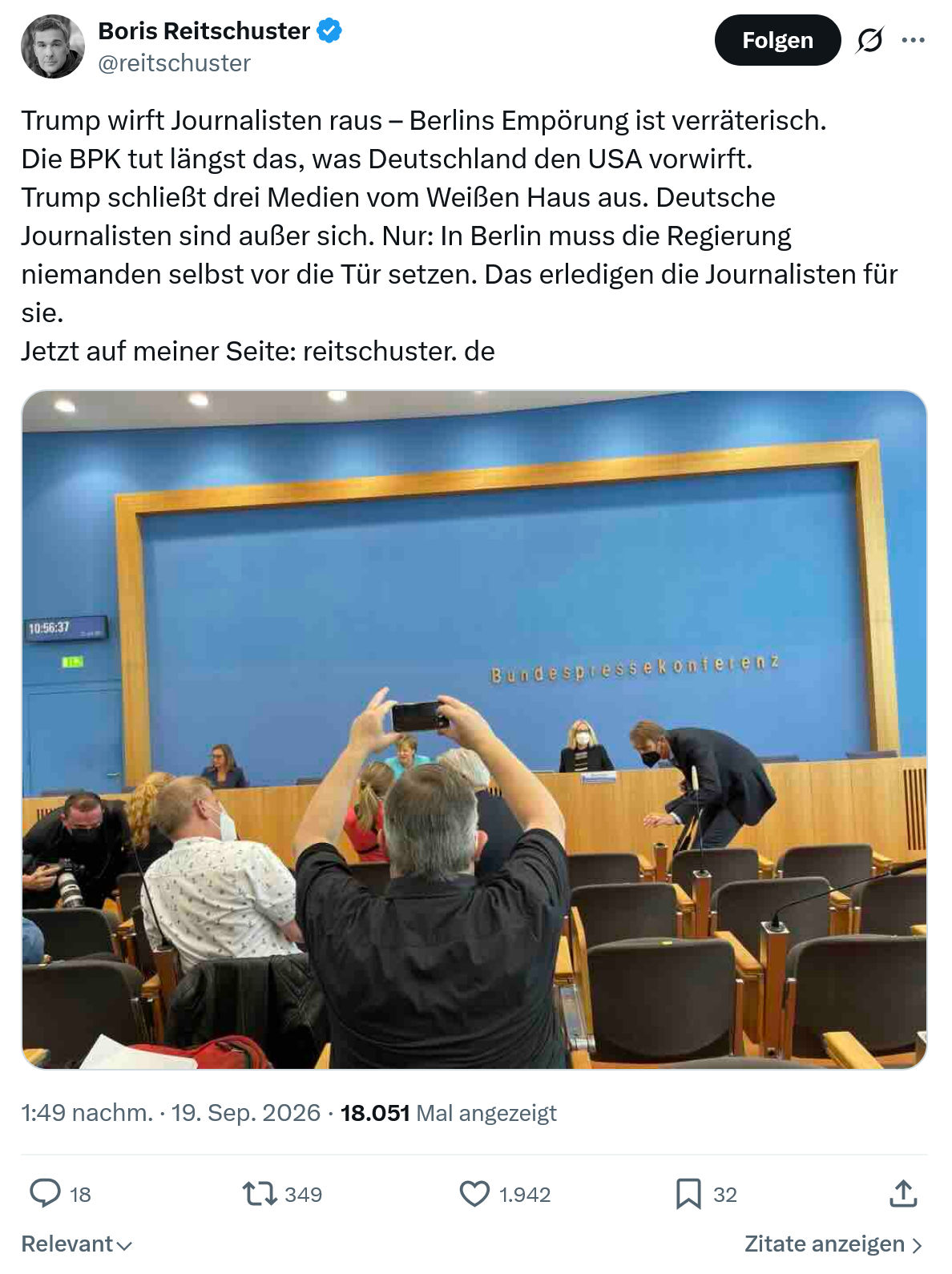 Boris Reitschuster: Trump wirft Journalisten raus...
