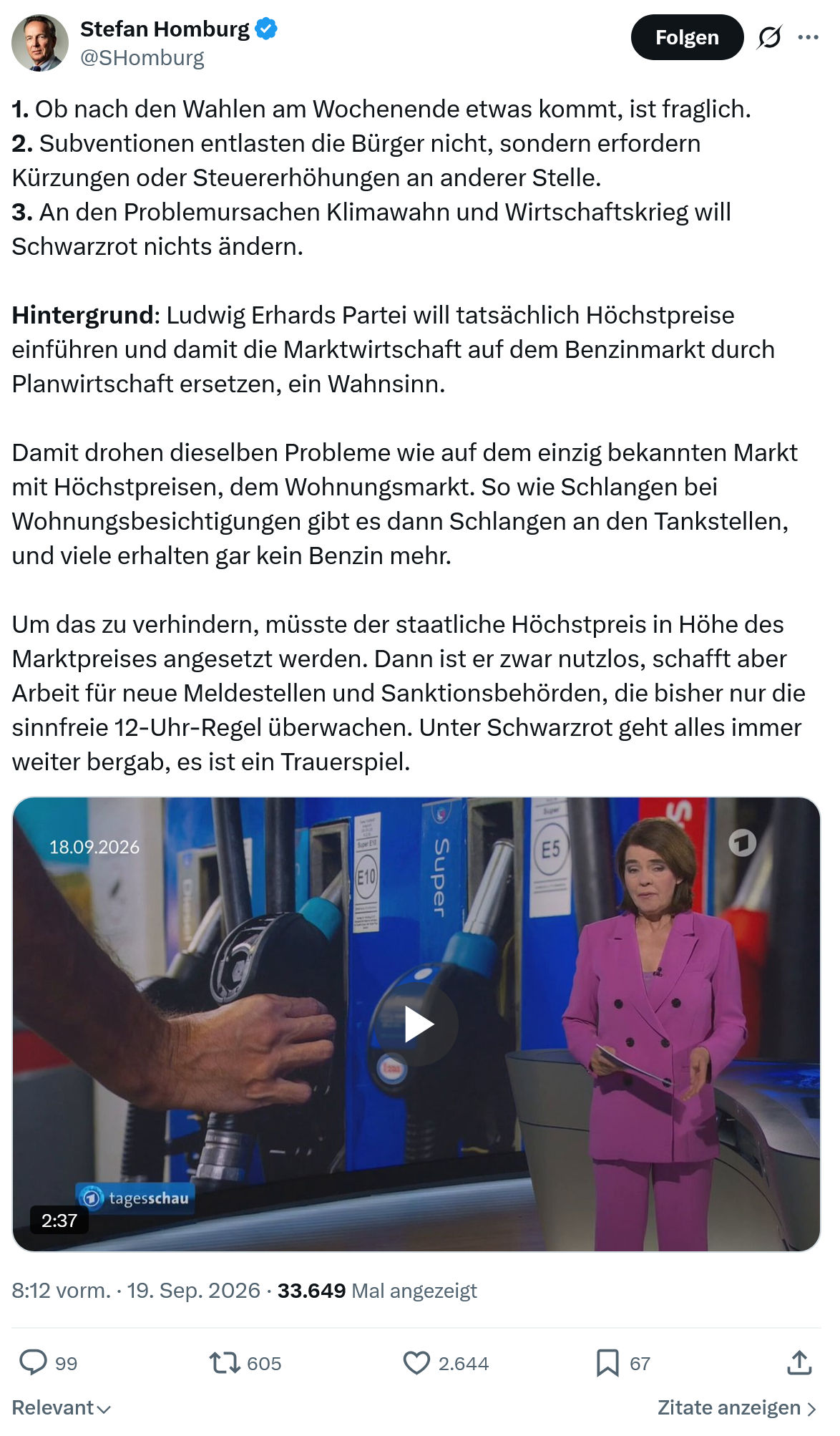 Stefan Homburg: Ob nach den Wahlen...