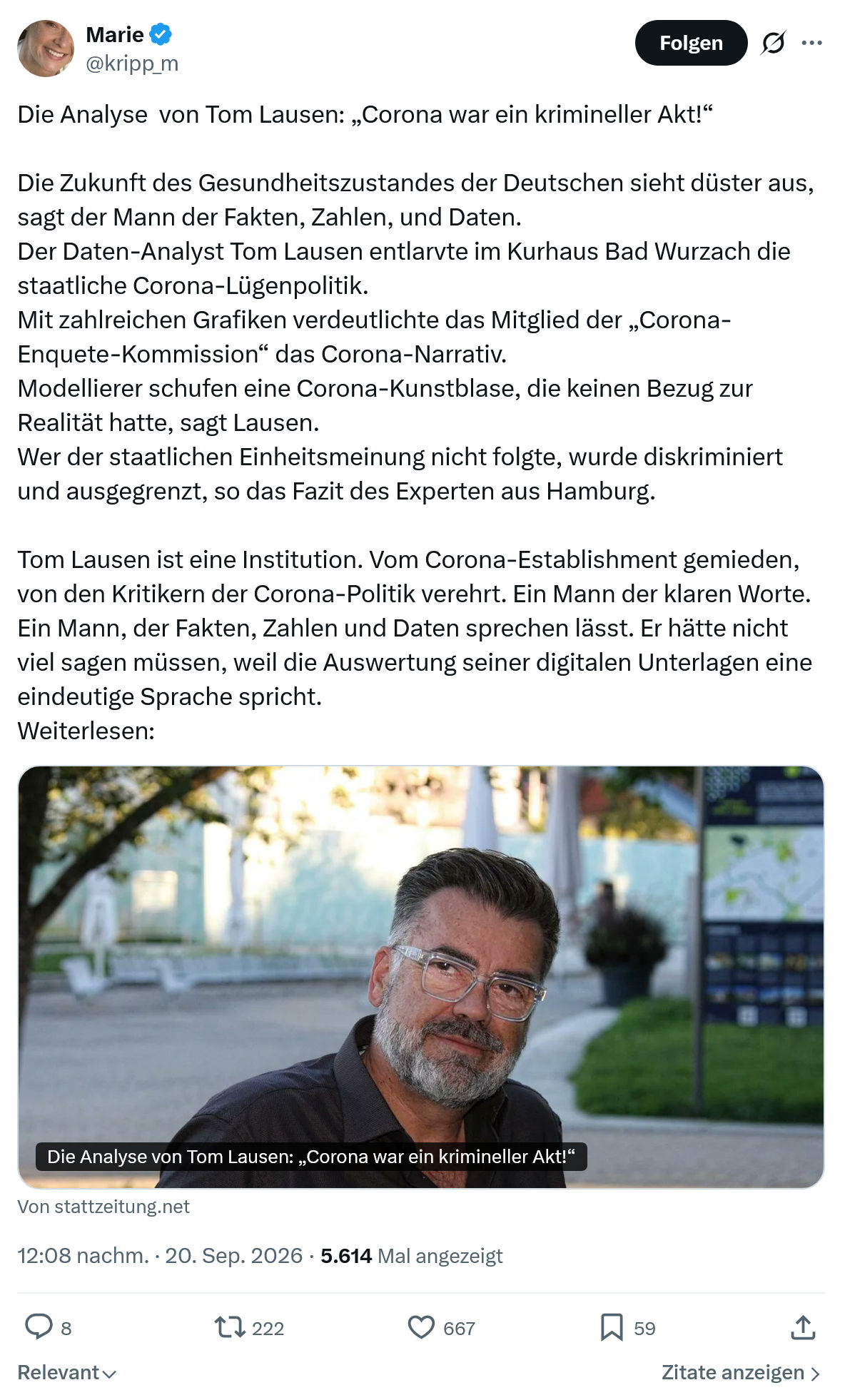 Marie kripp: Die Analyse  von Tom Lausen...