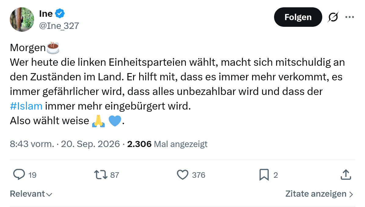 Ine: Wer heute die linken Einheitsparteien...
