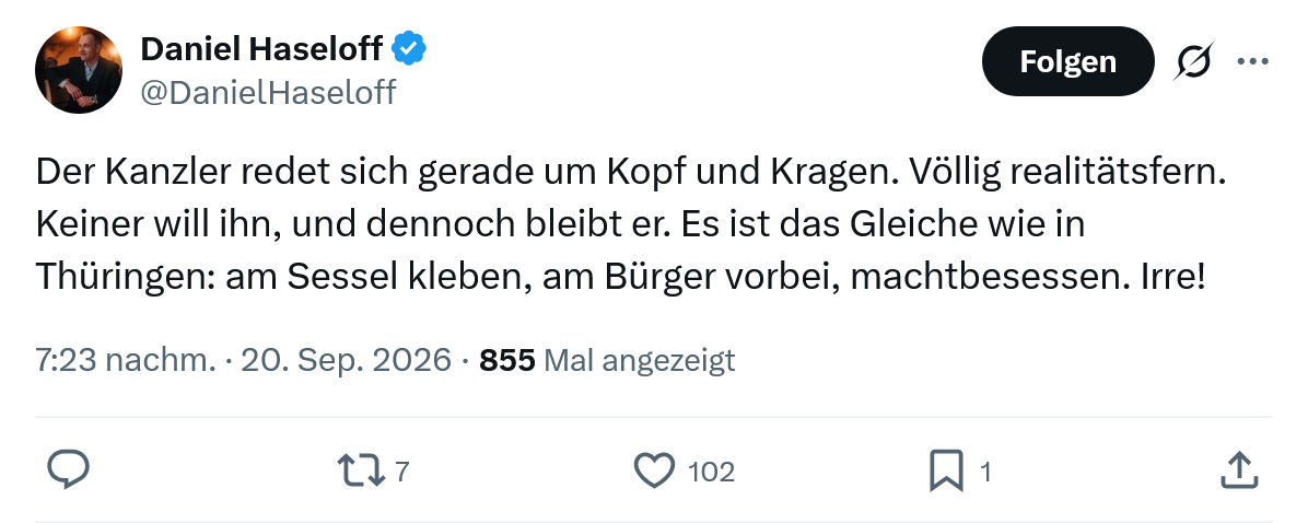 Daniel Haseloff: Der Kanzler redet sich gerade...