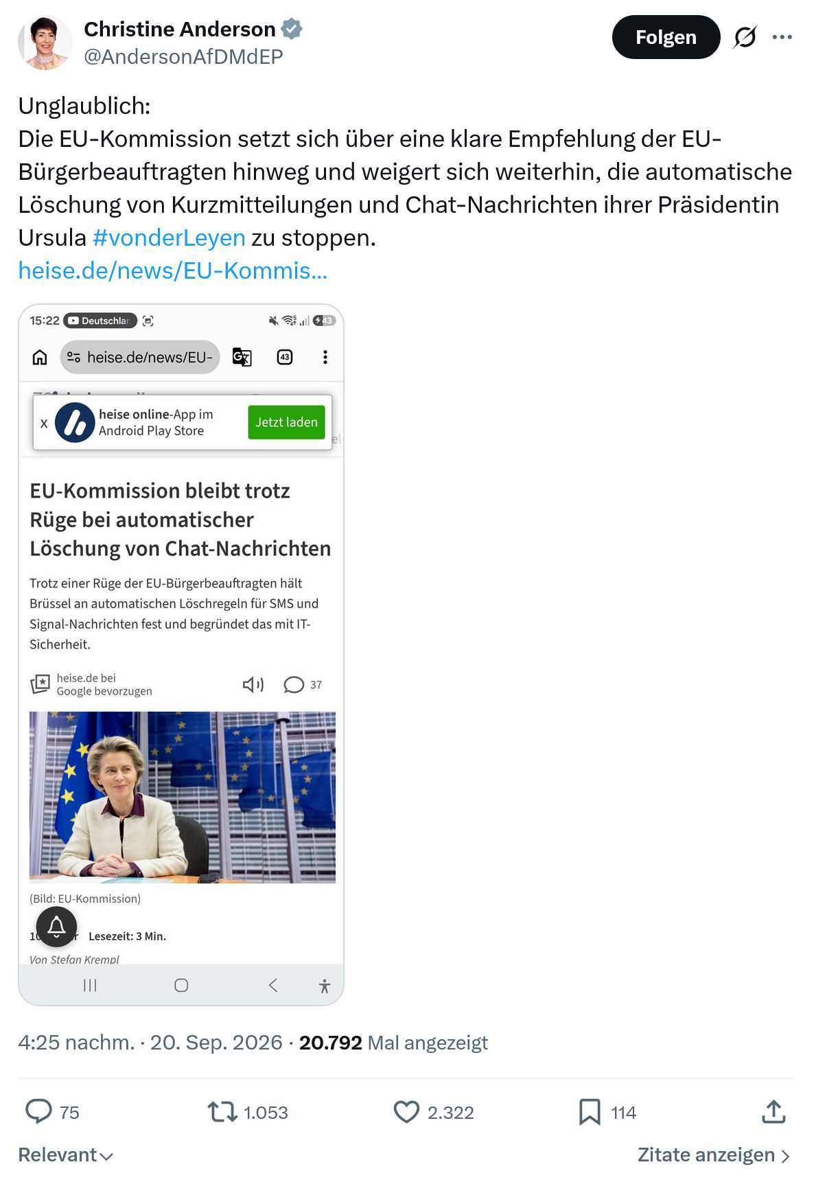 Christine Anderson: Unglaublich...