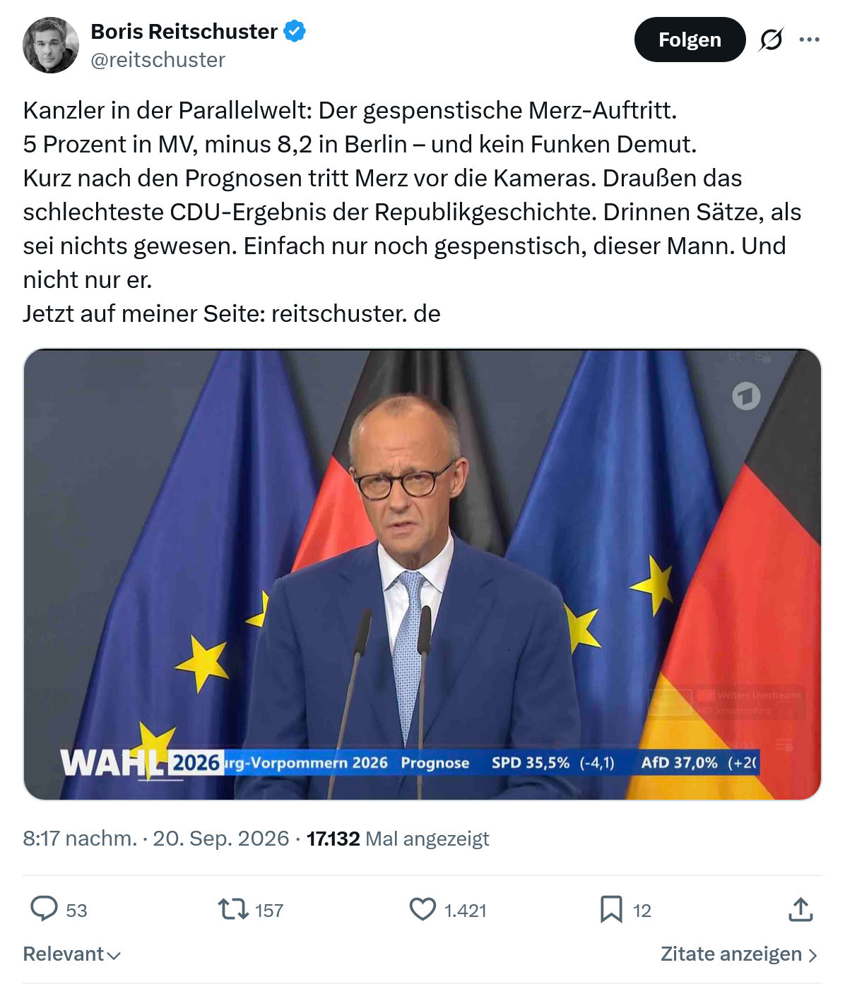 Boris Reitschuster: Kanzler in der Parallelwelt...