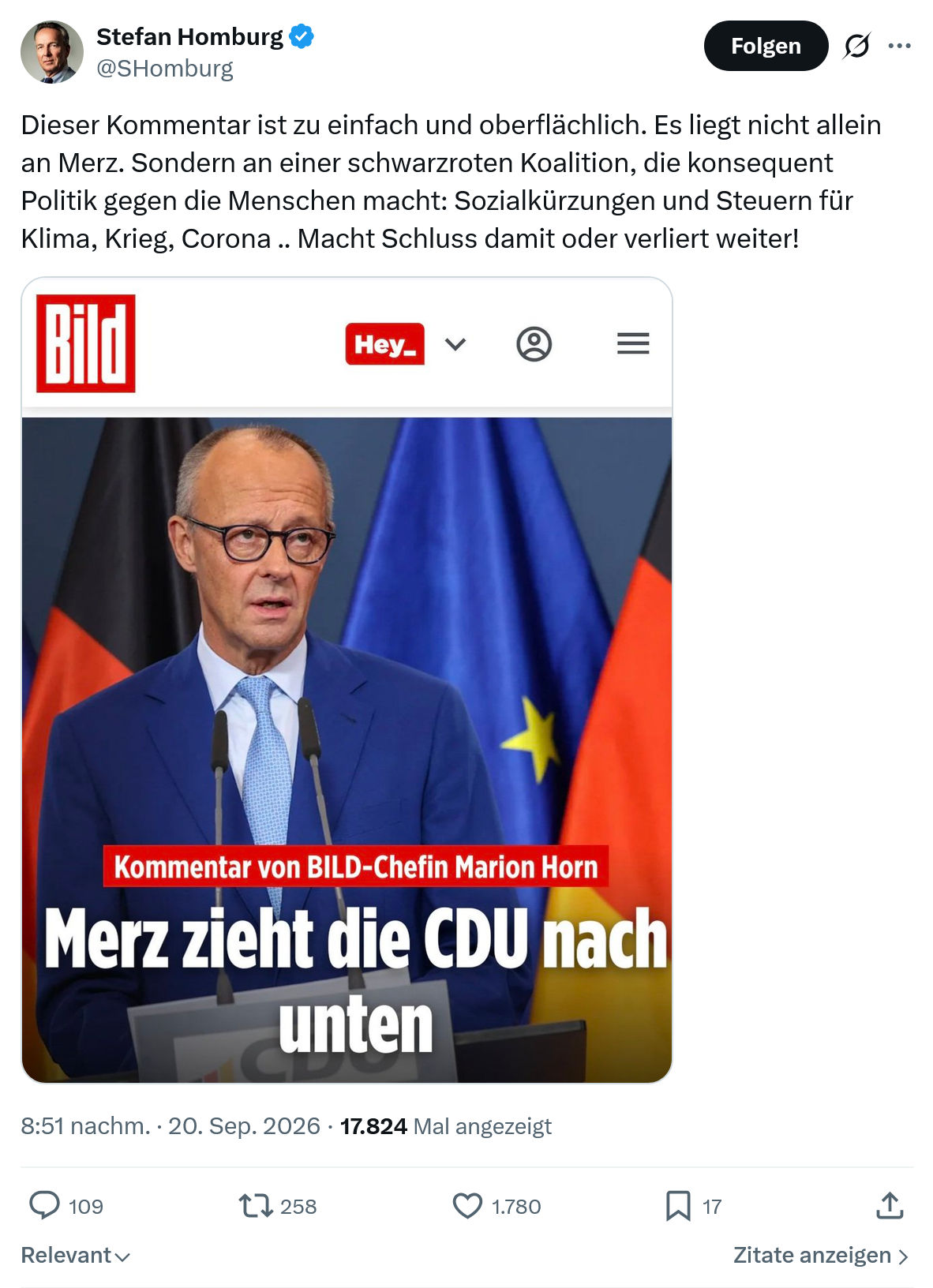 Stefan Homburg: Dieser Kommentar ist zu einfach...