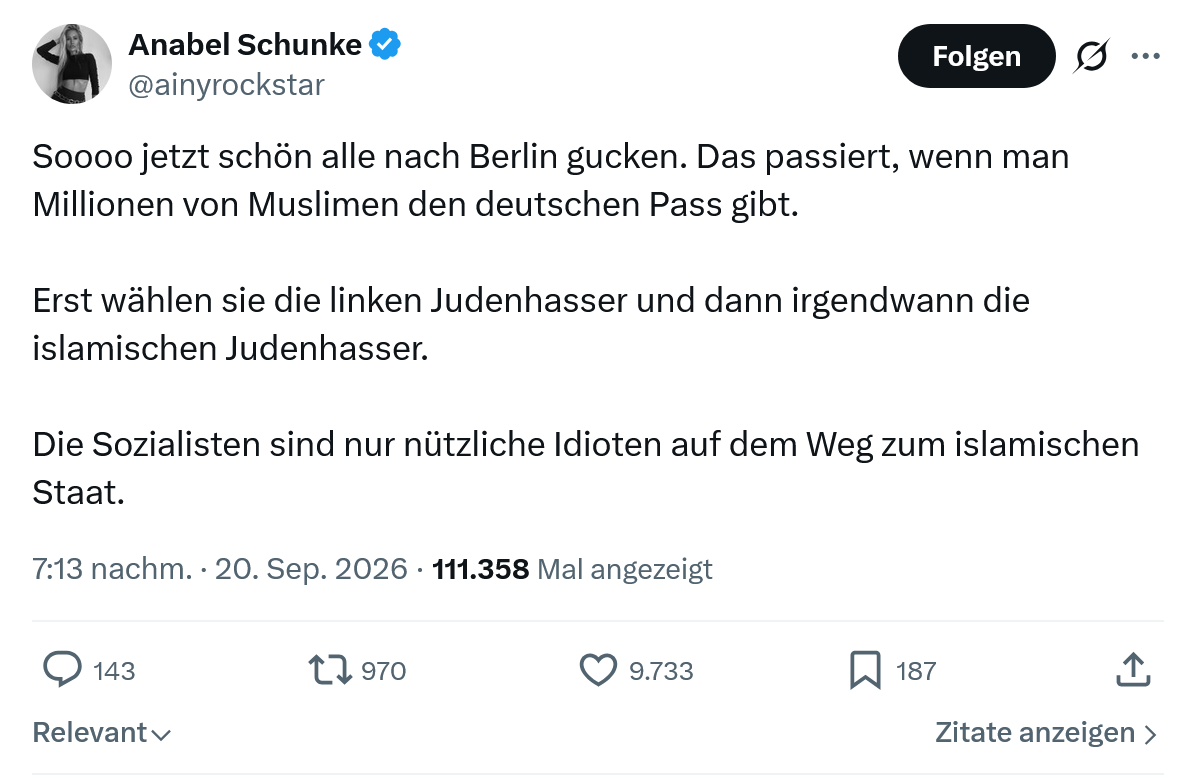 Anabel Schunke: Soooo jetzt schön alle...