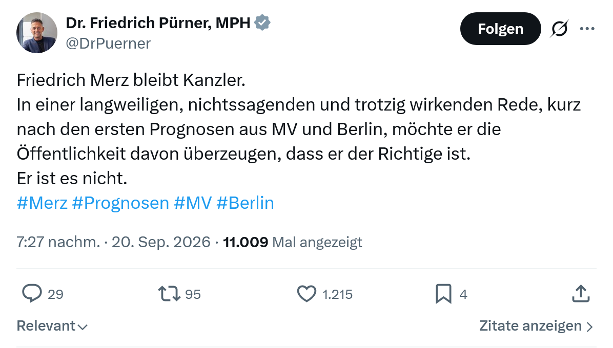 Friedrich Pürner: Friedrich Merz bleibt Kanzler...