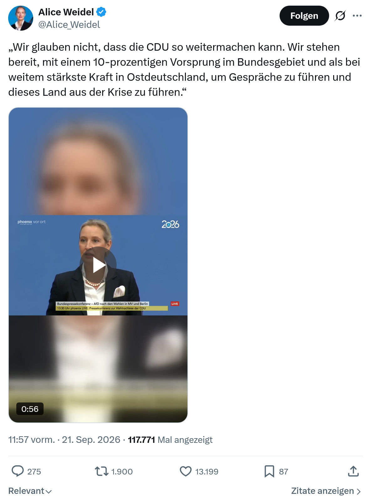 Alice Weidel: Wir glauben nicht, dass die CDU...