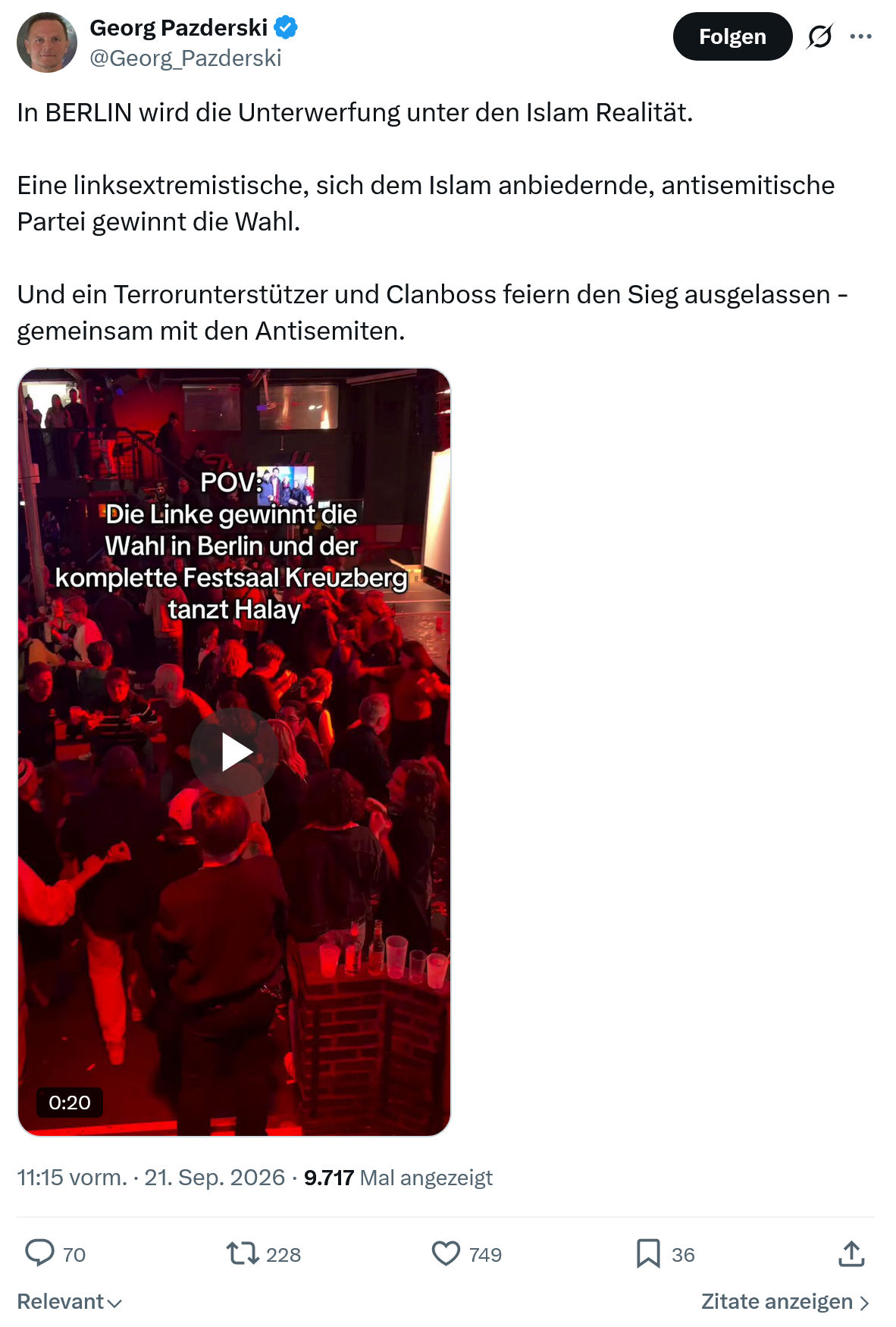 Georg Pazderski: In BERLIN wird die Unterwerfung...