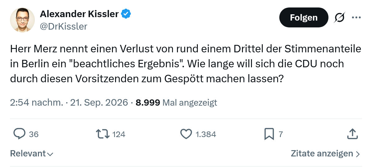 Alexander Kissler: Herr Merz nennt einen Verlust...