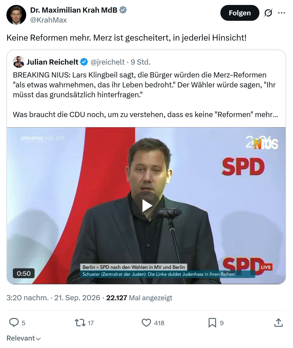 Maximilian Krah: Keine Reformen mehr...