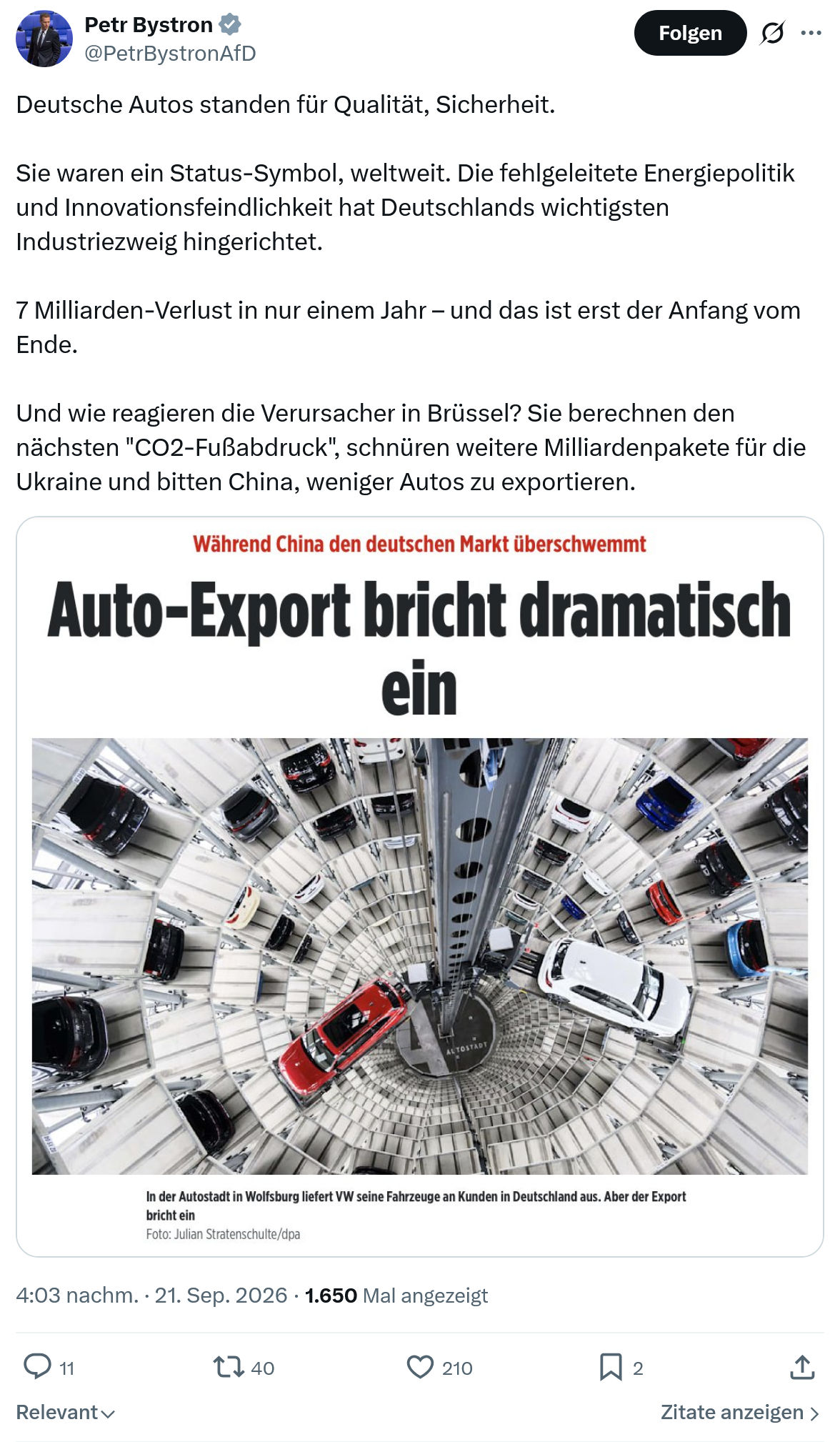Petr Bystron: Deutsche Autos standen für Qualität...