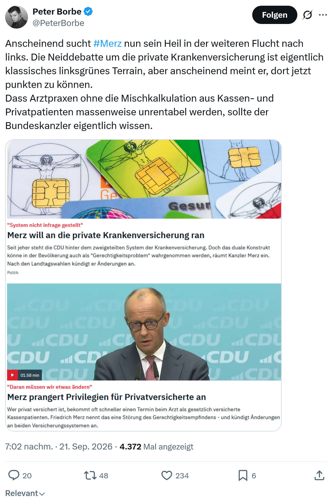 Peter Borbe: Anscheinend sucht #Merz...
