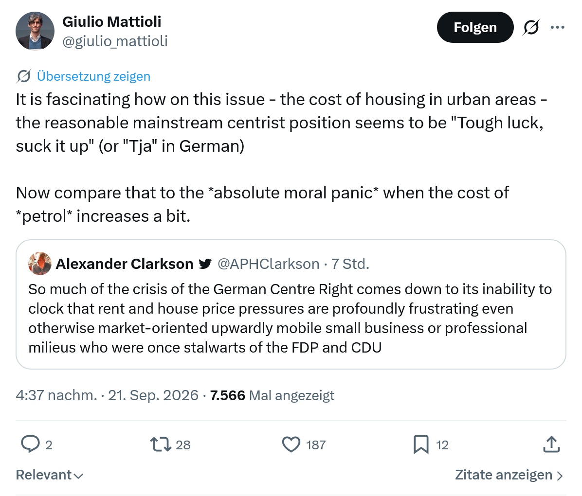 Giulio Mattioli: It is fascinating how on this issue...