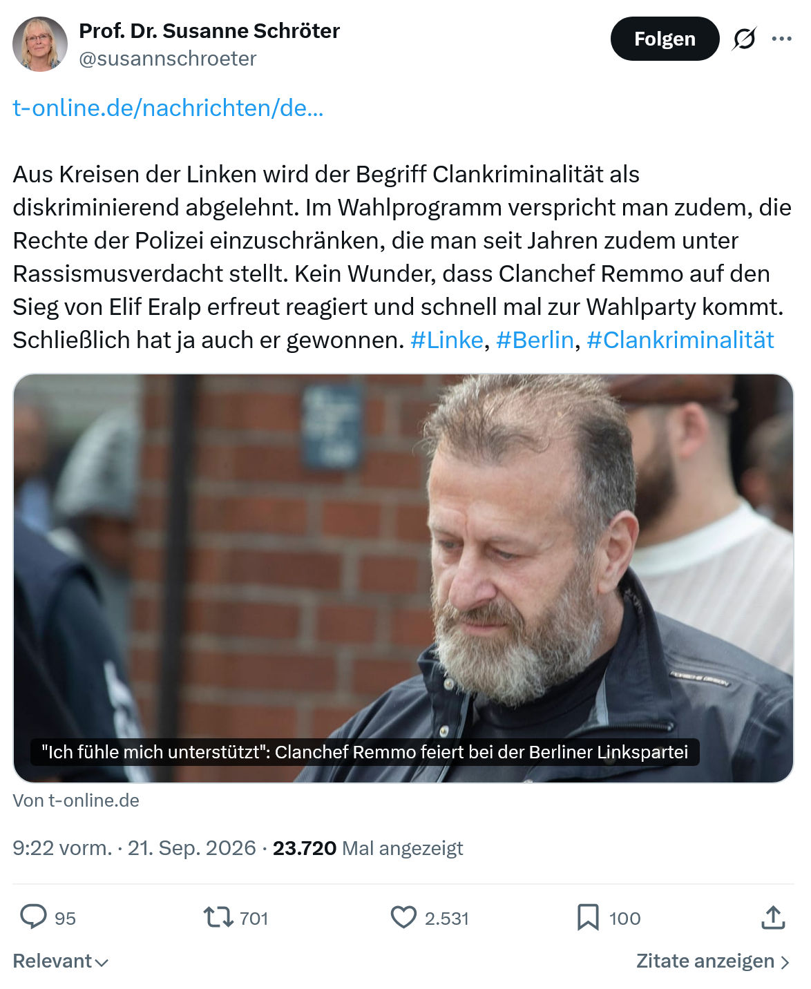 Susanne Schröter:  Aus Kreisen der Linken...