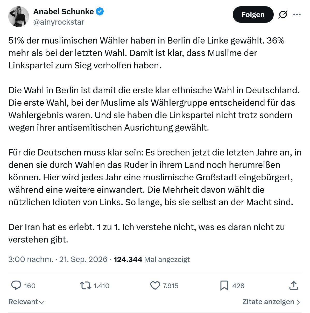 Anabel Schunke: 51% der muslimischen Wähler...