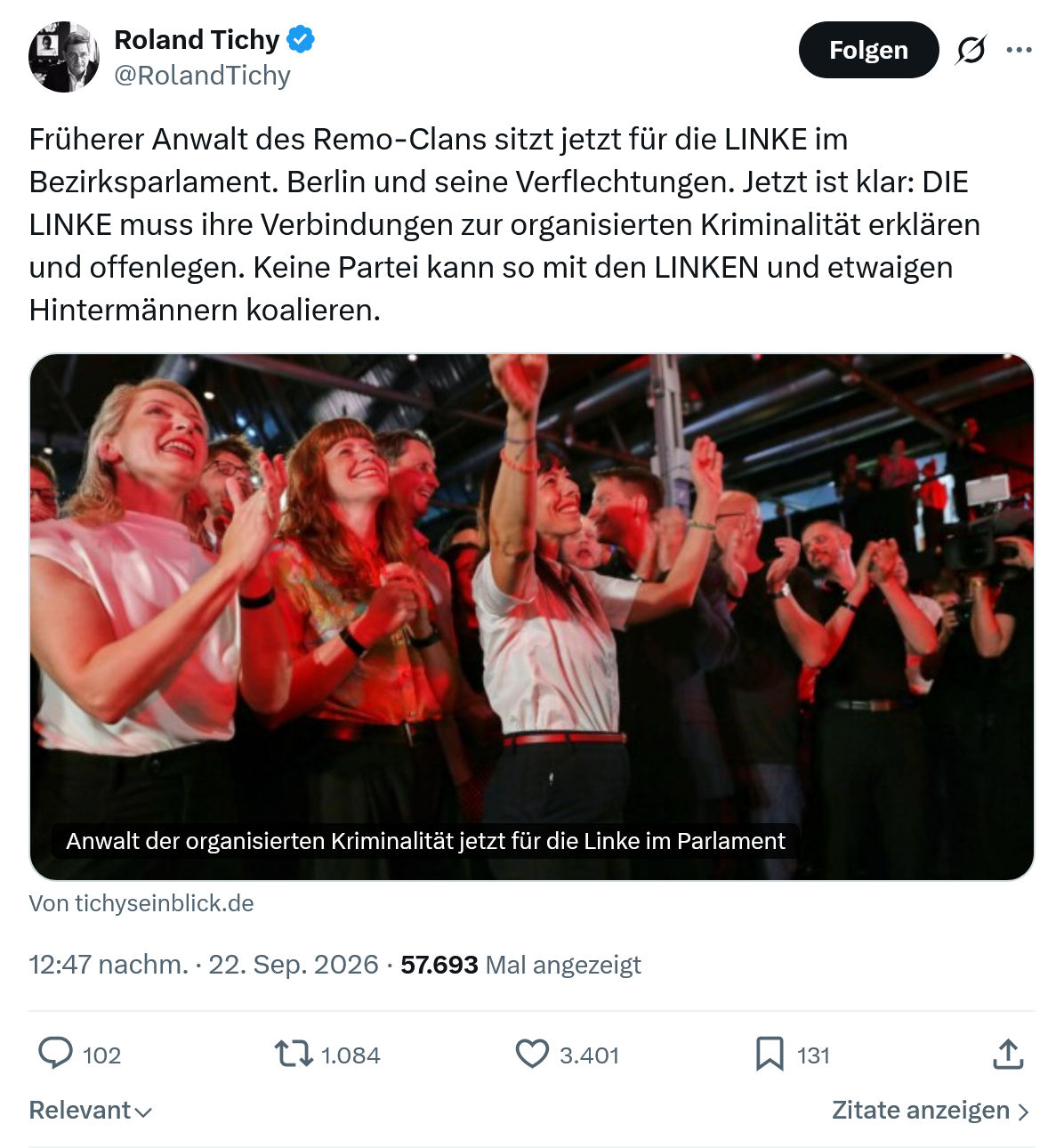 Roland Tichy: Früherer Anwalt des Remo-Clans...
