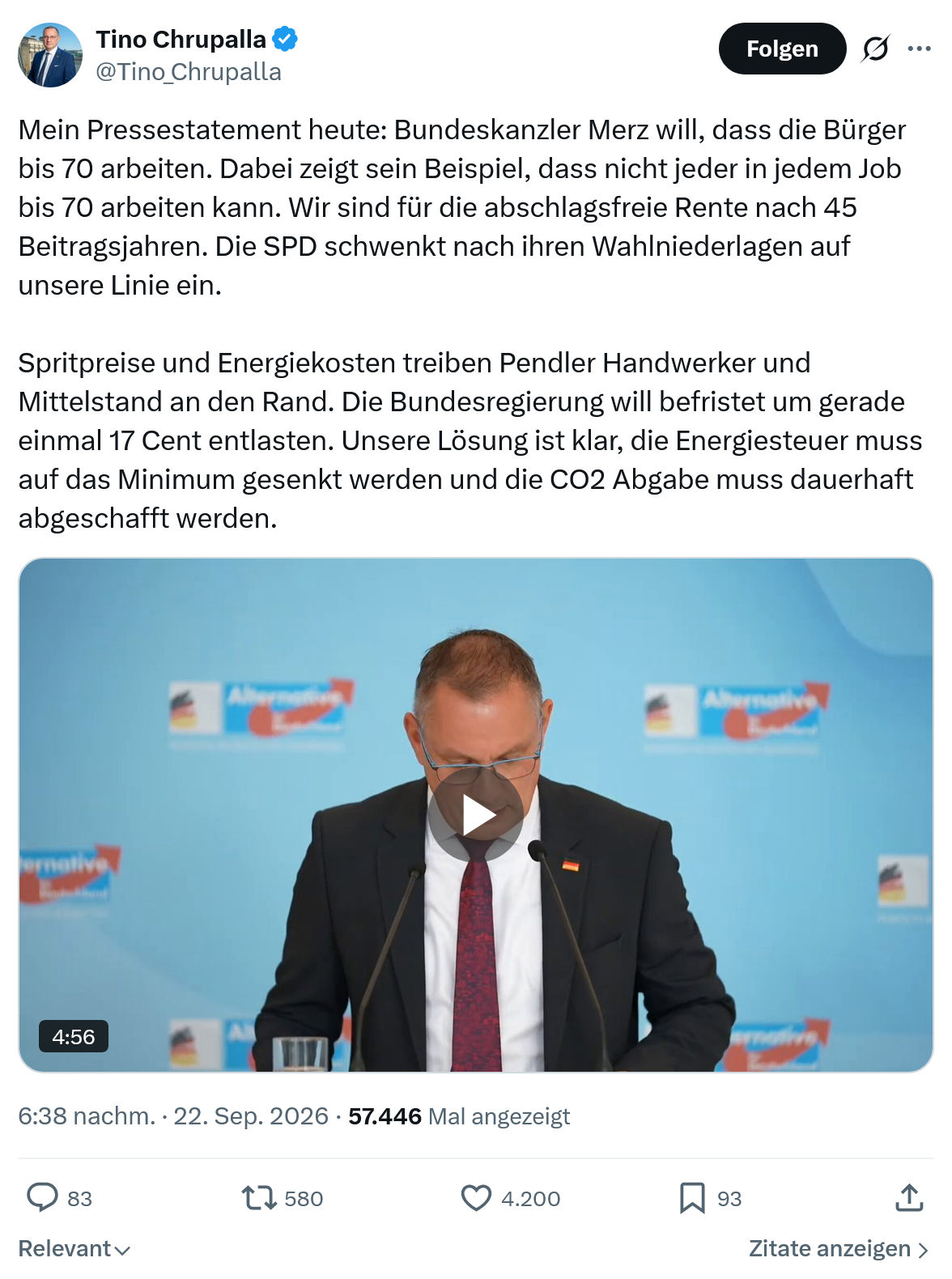Tino Chrupalla: Mein Pressestatement heute...