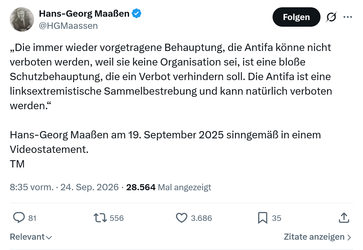Hans-Georg Maaßen: Die immer wieder vorgetragene...