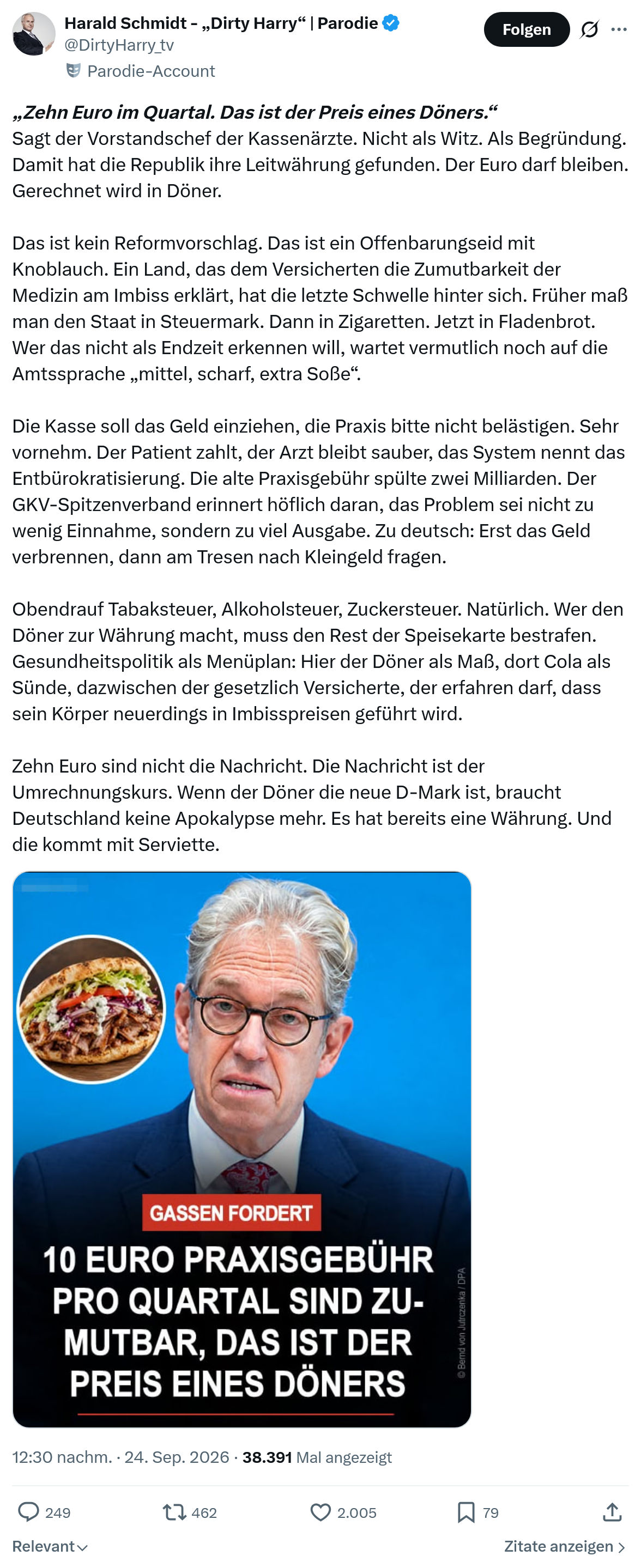 Harald Schmidt: Zehn Euro im Quartal...