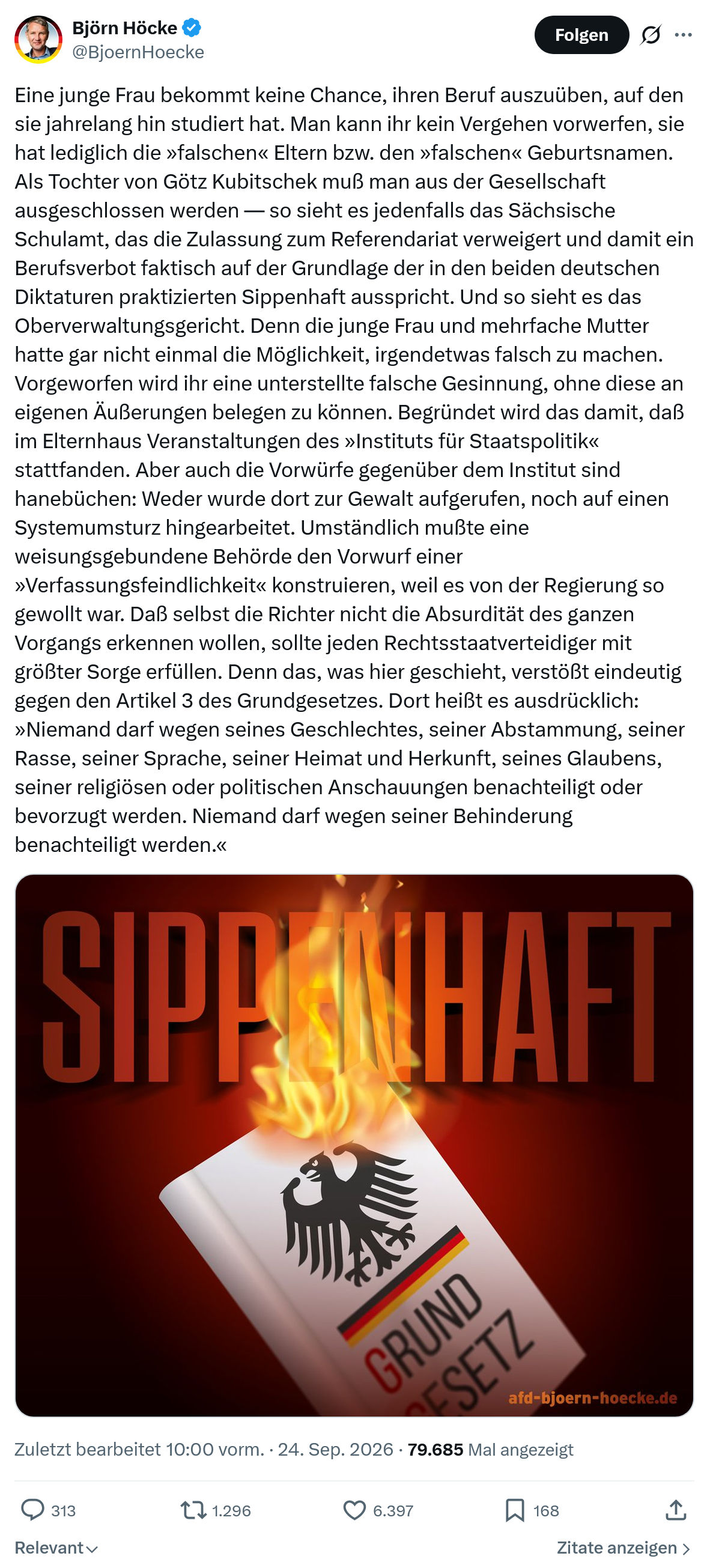 Björn Höcke: Eine junge Frau bekommt...