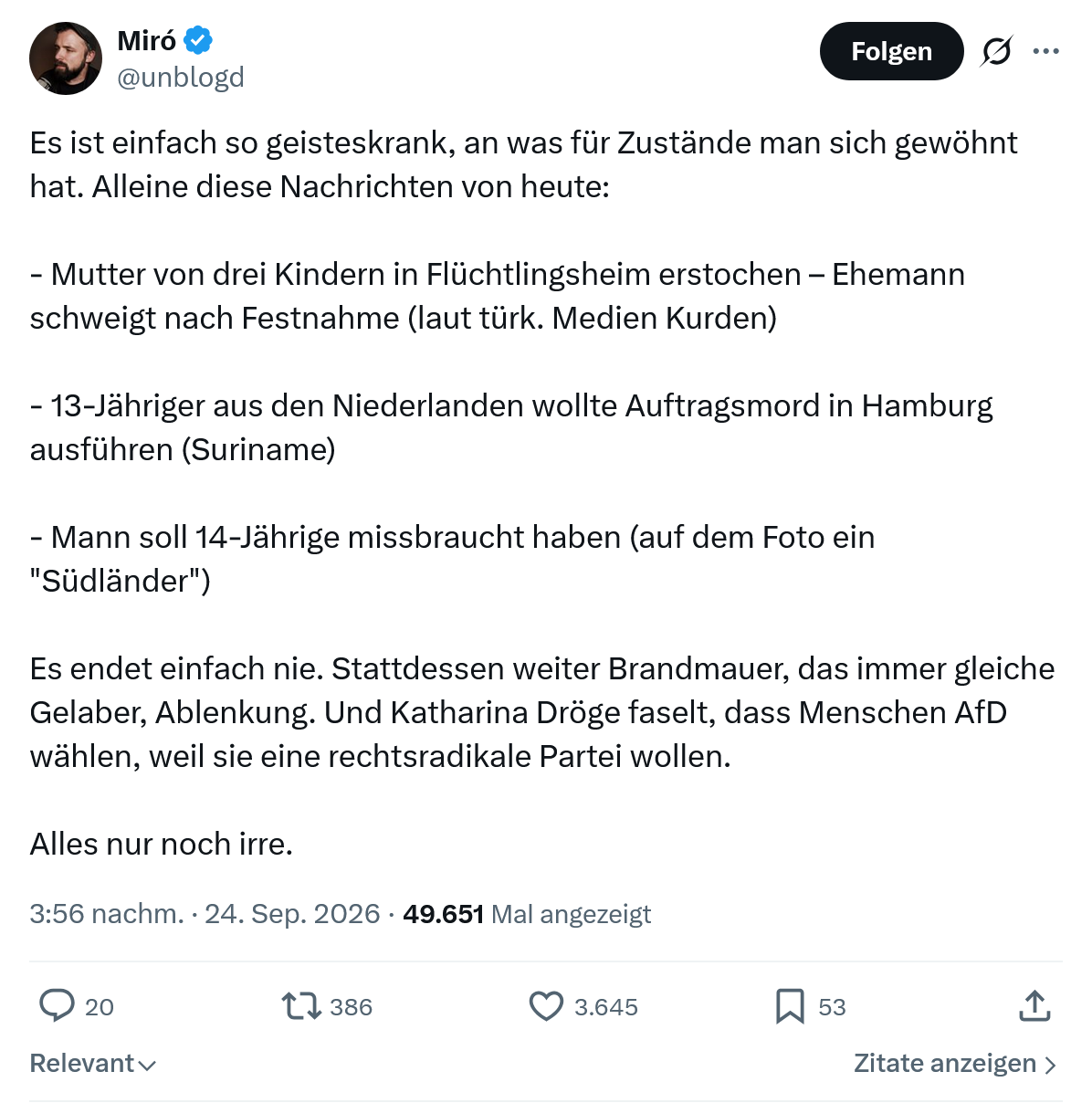 Miro Wolsfeld: Es ist einfach so geisteskrank...