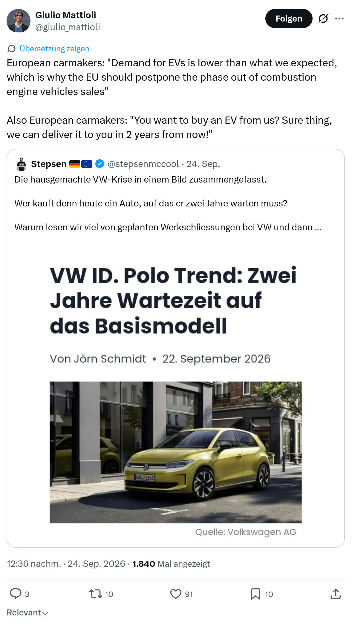 Giulio Mattioli: European carmakers...