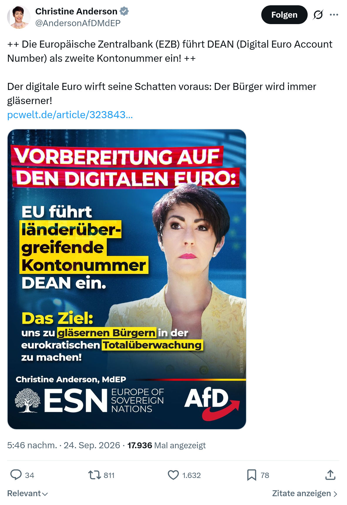 Christine Anderson: Die Europäische Zentralbank...