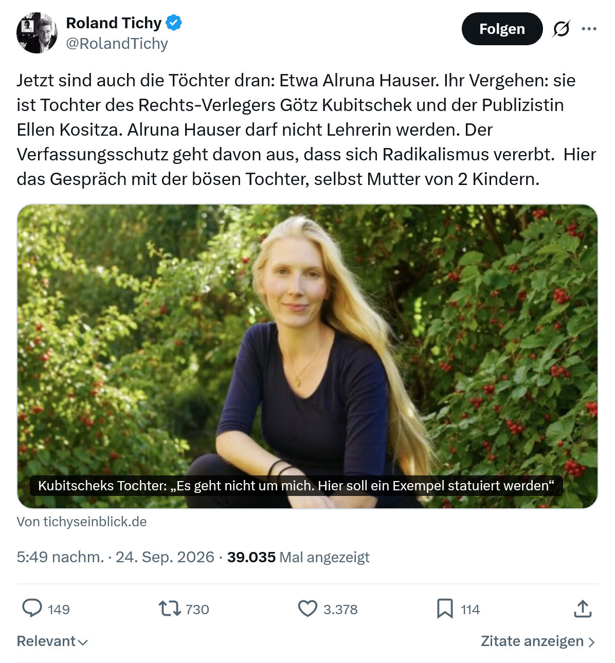 Roland Tichy: Jetzt sind auch die Töchter dran...