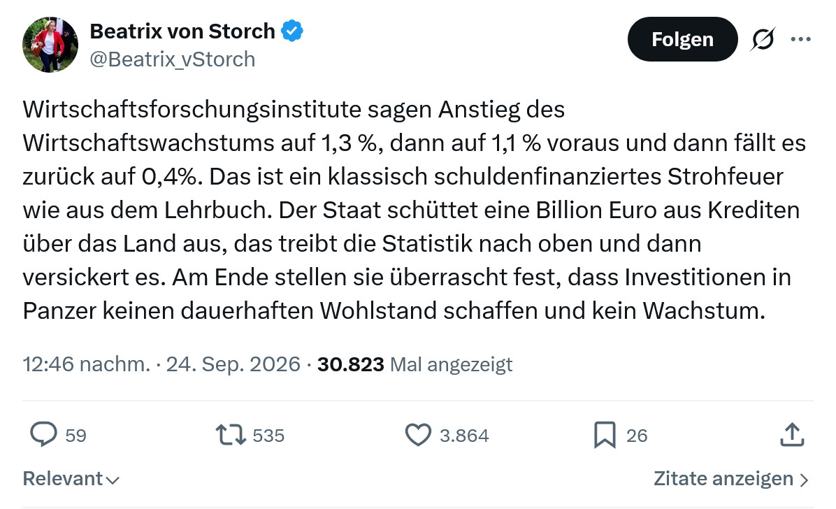 Beatrix von Storch: Wirtschaftsforschungsinstitute...