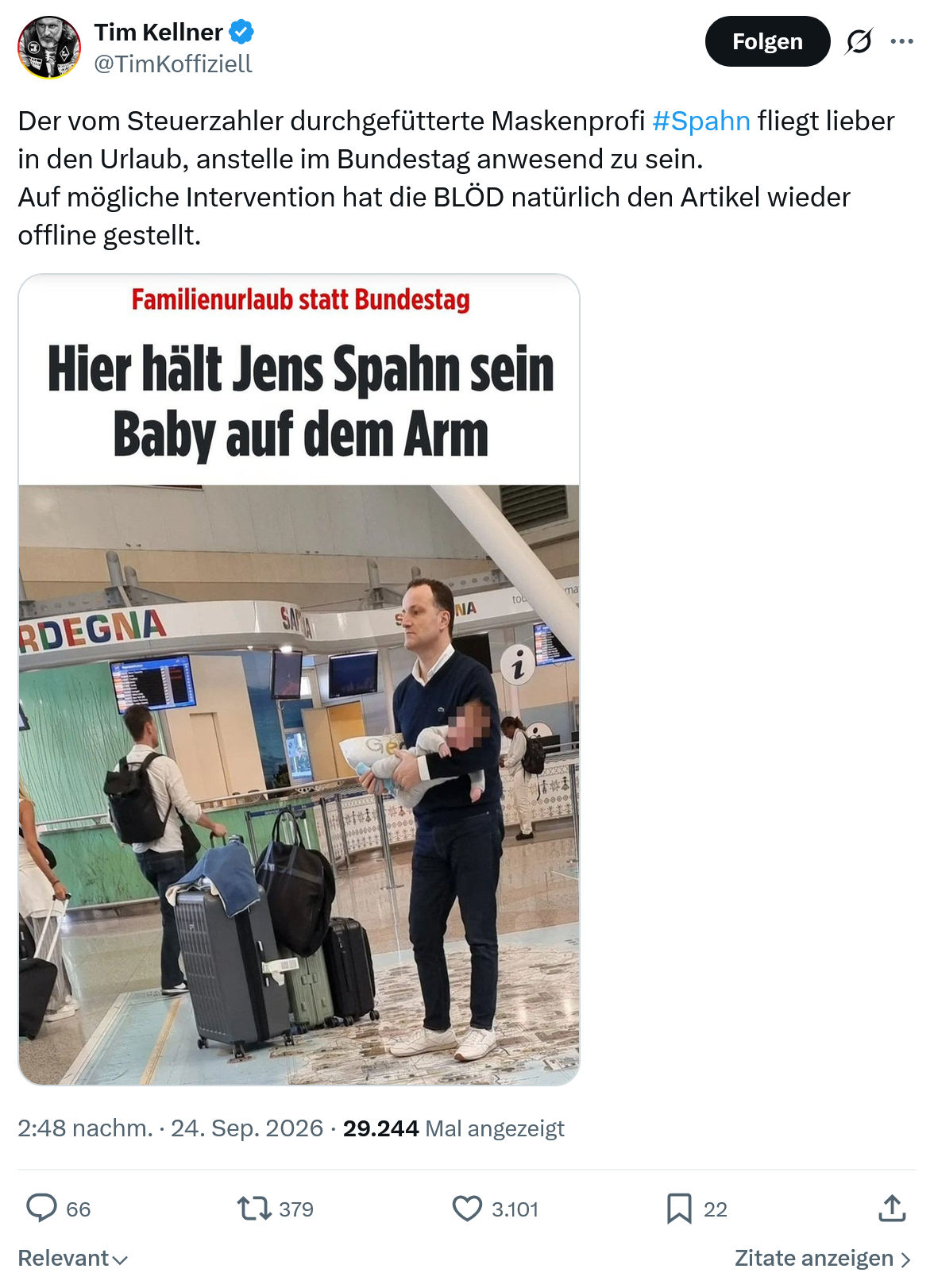 Tim Kellner: Der vom Steuerzahler durchgefütterte...