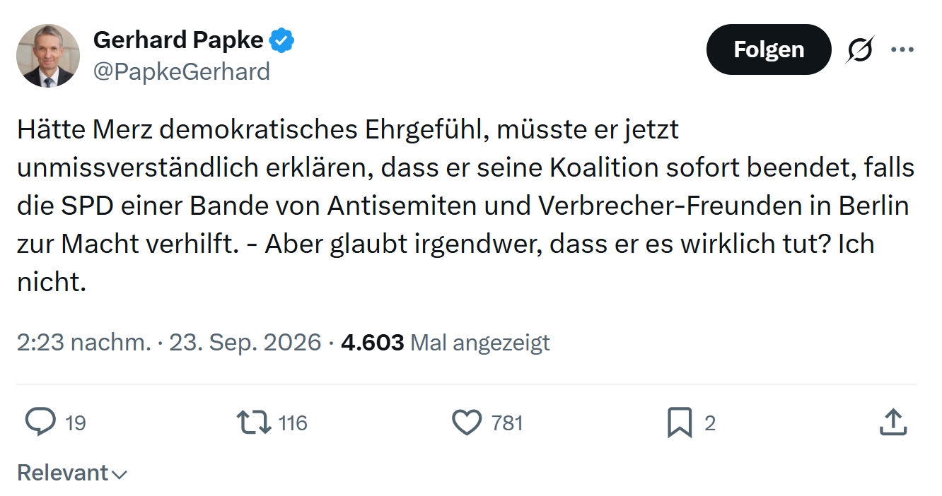 Gerhard Papke: Hätte Merz demokratisches Ehrgefühl...