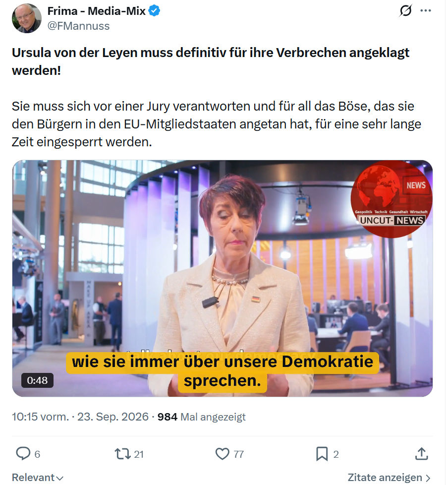 Friedrich Mannus: Ursula von der Leyen muss definitiv...