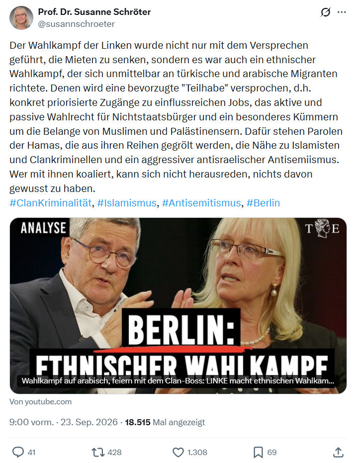 Susanne Schröter: Der Wahlkampf der Linken...
